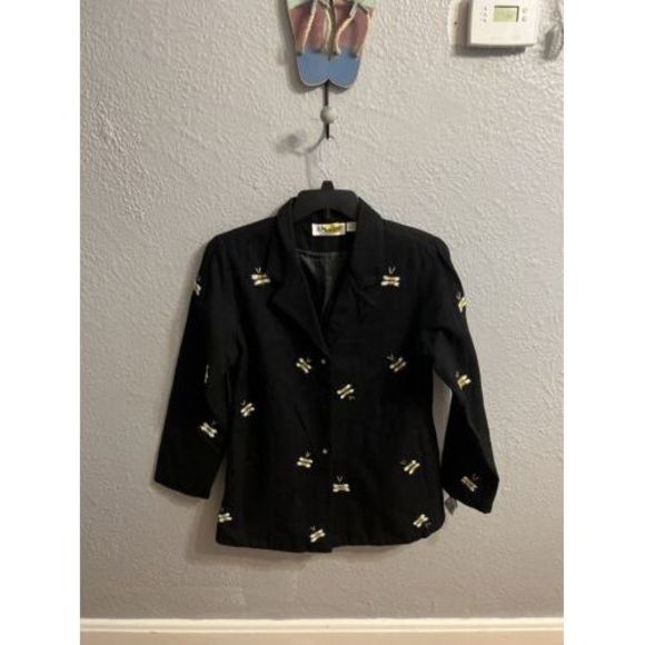 Anage Jackets & Blazers - Anage Vintage Womens Black With Bee Sequins Jacket Blazer size small